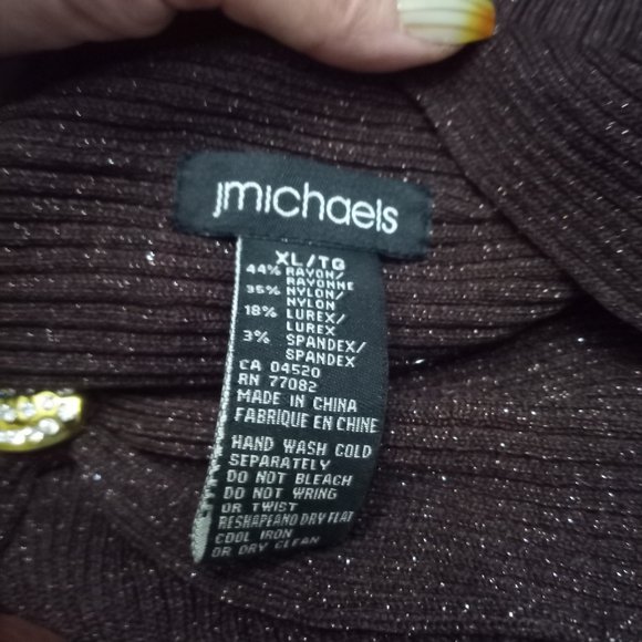 Michaels Brown Off-the-Shoulder Sweater Ribbed Knit - Picture 2 of 2